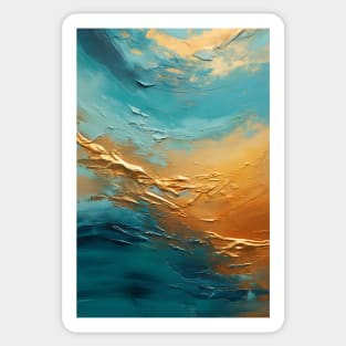 Abstract wave in turquoise and gold Sticker